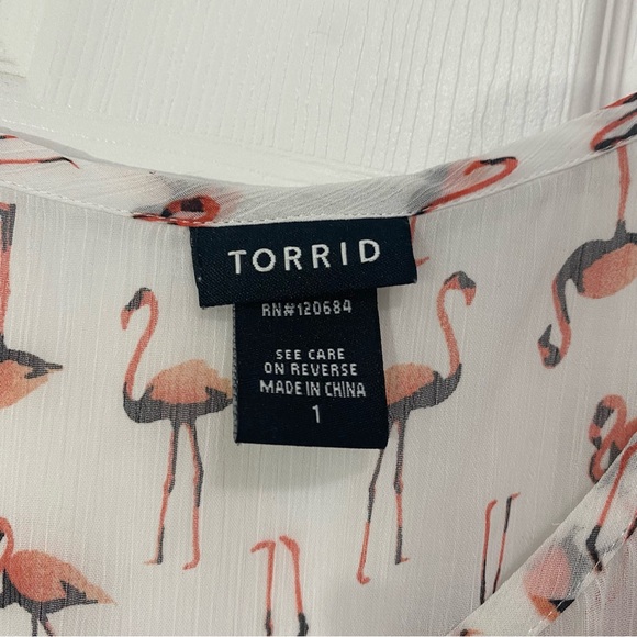 Torrid flamingo chiffon babydoll top EUC - Picture 3 of 3
